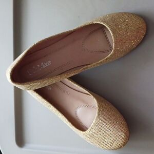 Bella Marie Gold Glitter Sparkle Flats